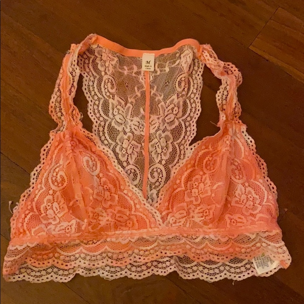 Pink lace bralette